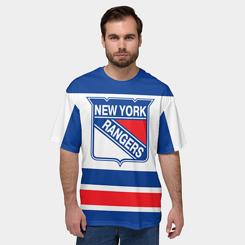 Мужская футболка оверсайз New York Rangers / 3D-принт – фото 3