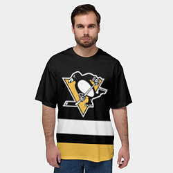 Футболка оверсайз мужская Pittsburgh Penguins: Black, цвет: 3D-принт — фото 2