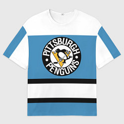 Футболка оверсайз мужская Pittsburgh Penguins: White, цвет: 3D-принт