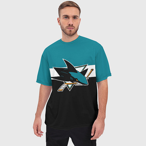 Мужская футболка оверсайз San Jose Sharks / 3D-принт – фото 3