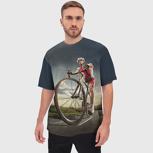 Мужская футболка оверсайз Велогонщик / 3D-принт – фото 3