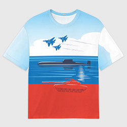 Футболка оверсайз мужская Россия: Триколор армии, цвет: 3D-принт