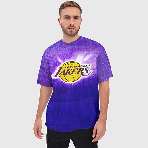 Мужская футболка оверсайз Los Angeles Lakers / 3D-принт – фото 3