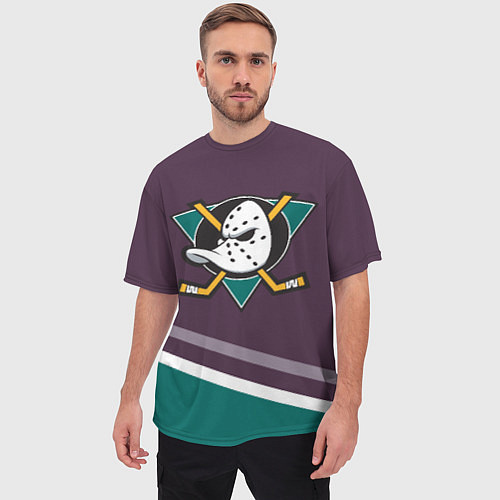 Мужская футболка оверсайз Anaheim Ducks Selanne / 3D-принт – фото 3