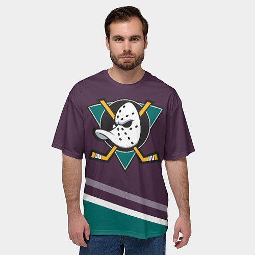 Мужская футболка оверсайз Anaheim Ducks Selanne / 3D-принт – фото 3