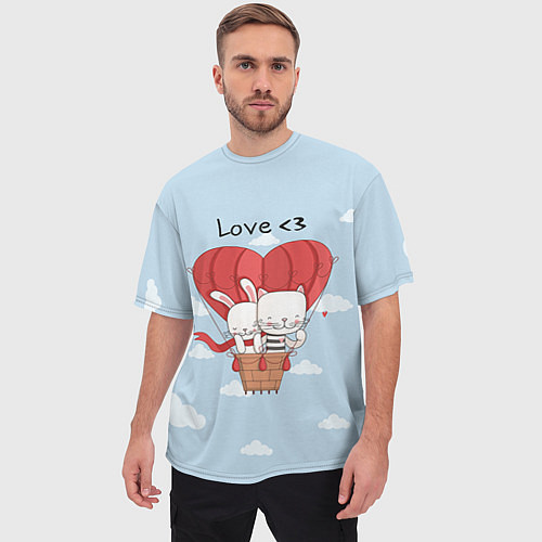 Мужская футболка оверсайз Влюбленные на шаре / 3D-принт – фото 3