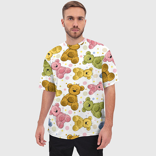 Мужская футболка оверсайз Любимые медвежата / 3D-принт – фото 3
