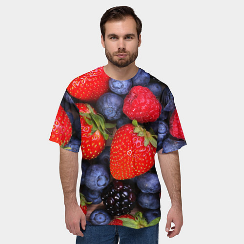 Мужская футболка оверсайз Berries / 3D-принт – фото 3