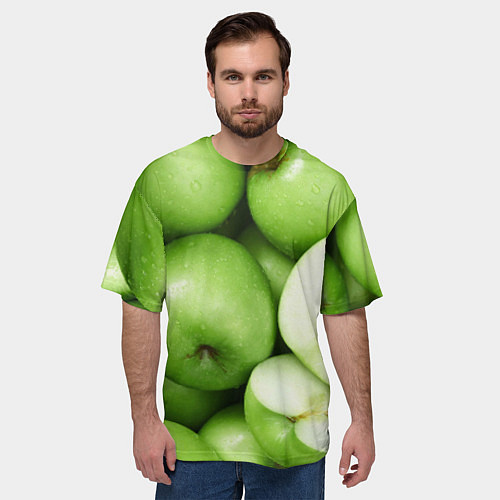 Мужская футболка оверсайз Яблочная / 3D-принт – фото 3