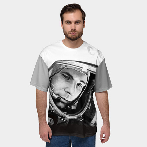 Мужская футболка оверсайз Юрий Гагарин / 3D-принт – фото 3