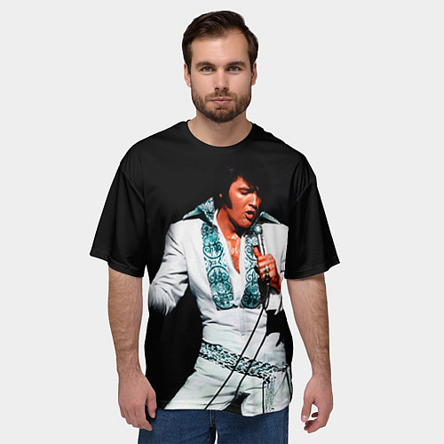 Мужская футболка оверсайз Элвис поет / 3D-принт – фото 3