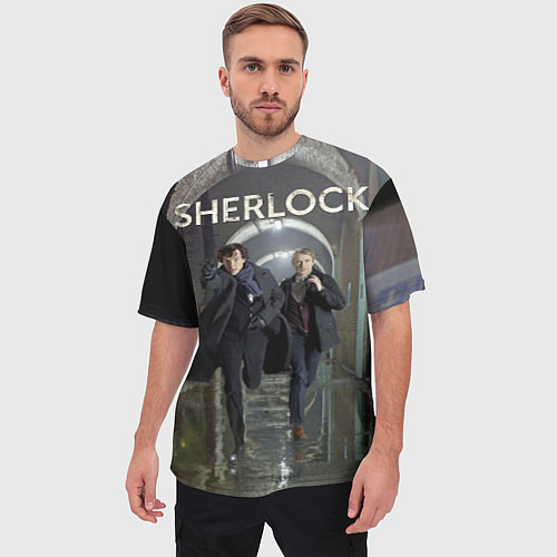 Мужская футболка оверсайз Sherlock Break / 3D-принт – фото 3
