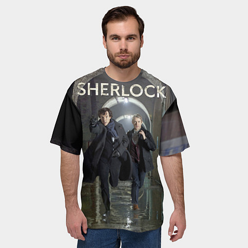 Мужская футболка оверсайз Sherlock Break / 3D-принт – фото 3