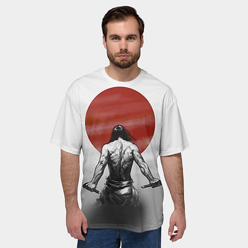 Мужская футболка оверсайз Ярость самурая / 3D-принт – фото 3