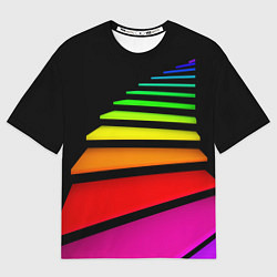 Мужская футболка оверсайз Радужная лестница