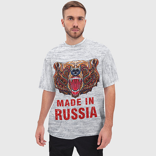 Мужская футболка оверсайз Bear: Made in Russia / 3D-принт – фото 3