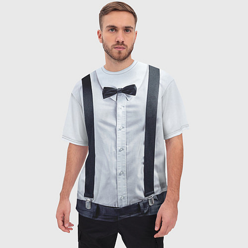 Мужская футболка оверсайз Рубашка с подтяжками / 3D-принт – фото 3