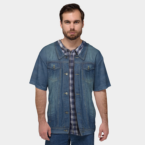 Мужская футболка оверсайз Джинсовка / 3D-принт – фото 3