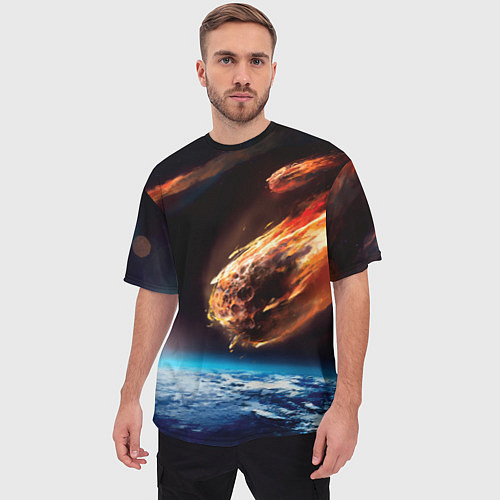 Мужская футболка оверсайз Метеориты / 3D-принт – фото 3