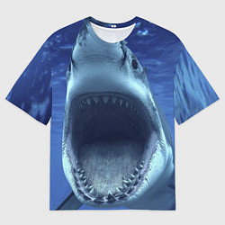 Футболка оверсайз мужская Белая акула, цвет: 3D-принт