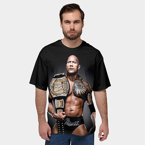 Мужская футболка оверсайз Dwayne Johnson / 3D-принт – фото 3