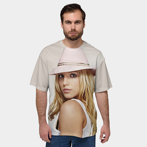 Мужская футболка оверсайз Бритни Спирс в розовой шляпе / 3D-принт – фото 3