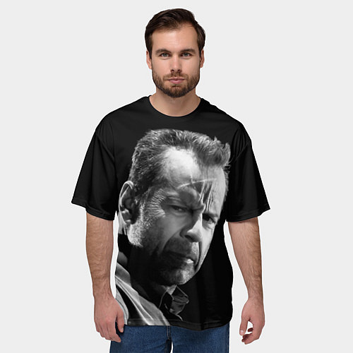 Мужская футболка оверсайз Брюс Уиллис со шрамом / 3D-принт – фото 3