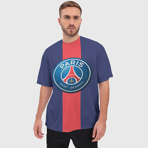 Мужская футболка оверсайз Paris Saint-German / 3D-принт – фото 3