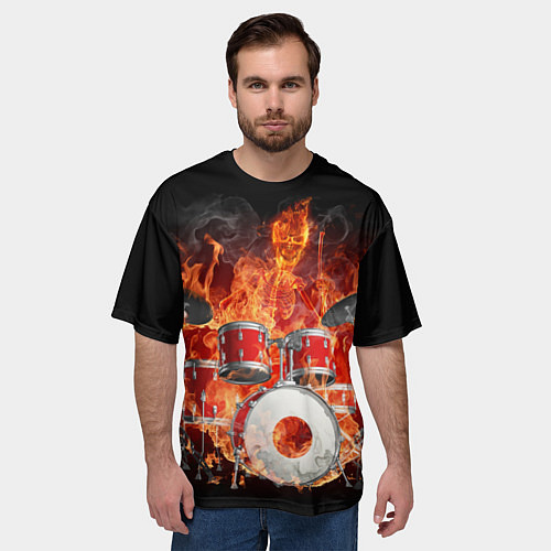 Мужская футболка оверсайз Огненный барабанщик / 3D-принт – фото 3
