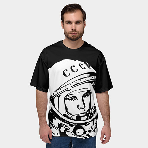 Мужская футболка оверсайз Гагарин / 3D-принт – фото 3