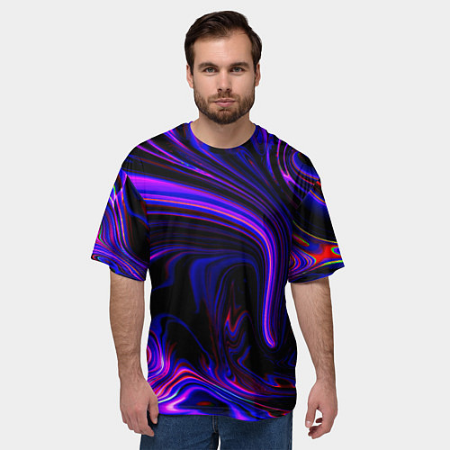 Мужская футболка оверсайз Цветные разводы / 3D-принт – фото 3
