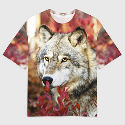 Футболка оверсайз мужская Волк в кустах, цвет: 3D-принт