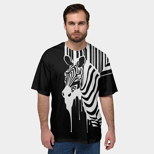 Мужская футболка оверсайз Жидкая зебра / 3D-принт – фото 3