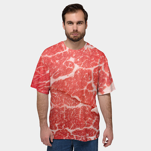 Мужская футболка оверсайз Кусок мяса / 3D-принт – фото 3