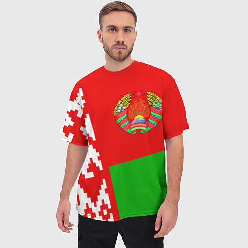 Мужская футболка оверсайз Патриот Беларуси / 3D-принт – фото 3