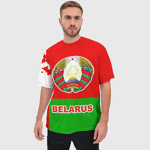 Мужская футболка оверсайз Belarus Patriot / 3D-принт – фото 3