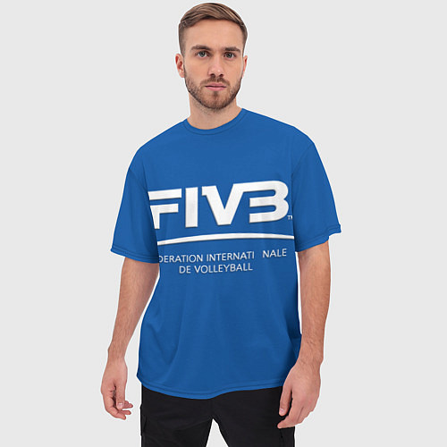 Мужская футболка оверсайз Волейбол FIVB / 3D-принт – фото 3