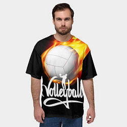 Футболка оверсайз мужская Волейбольный мяч летит в огне, цвет: 3D-принт — фото 2