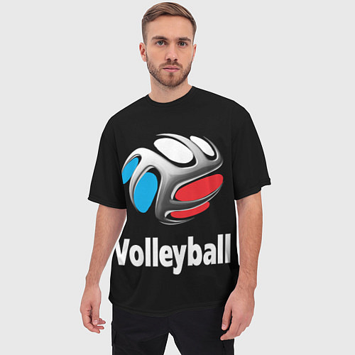 Мужская футболка оверсайз Волейбольный мяч российский триколор / 3D-принт – фото 3