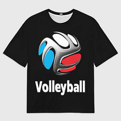 Футболка оверсайз мужская Волейбольный мяч российский триколор, цвет: 3D-принт