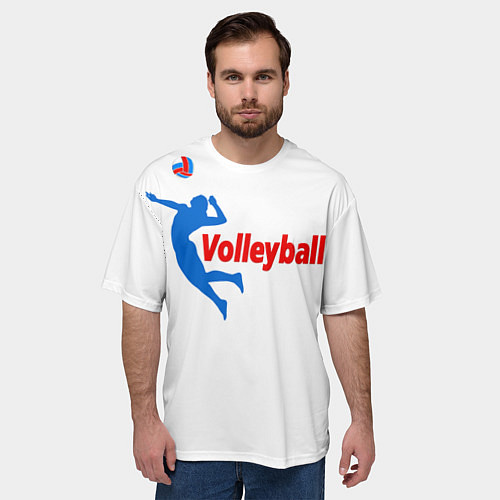 Мужская футболка оверсайз Волейболист в прыжке / 3D-принт – фото 3