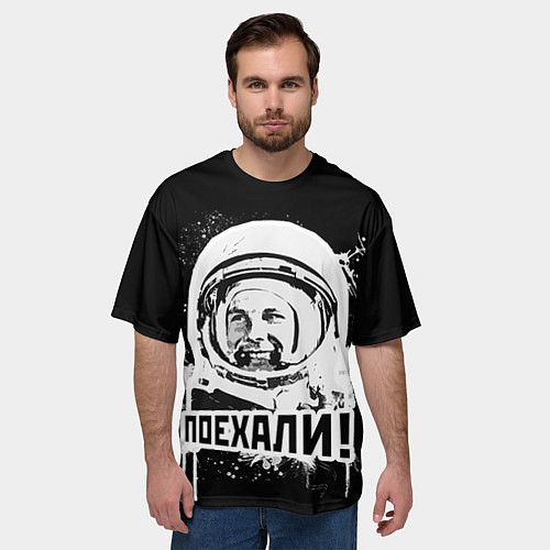 Мужская футболка оверсайз Поехали! / 3D-принт – фото 3