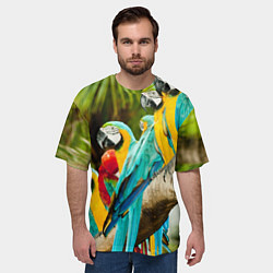 Футболка оверсайз мужская Попугаи на ветке, цвет: 3D-принт — фото 2
