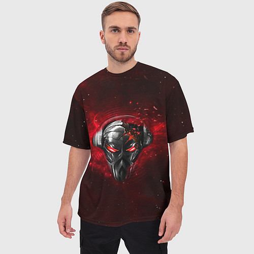 Мужская футболка оверсайз Pirate Station: Blood Face / 3D-принт – фото 3