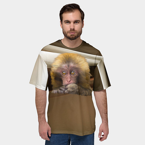 Мужская футболка оверсайз Мартышка / 3D-принт – фото 3