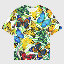 Футболка оверсайз мужская Тропические бабочки, цвет: 3D-принт