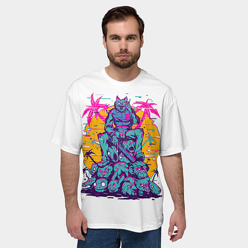 Мужская футболка оверсайз Hotline Miami: Throne / 3D-принт – фото 3