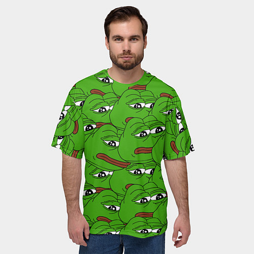 Мужская футболка оверсайз Sad frogs / 3D-принт – фото 3