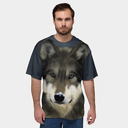 Футболка оверсайз мужская Зимний волк, цвет: 3D-принт — фото 2