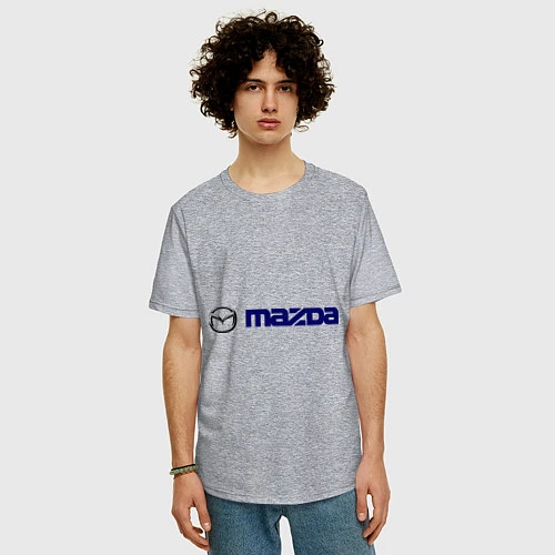 Мужская футболка оверсайз Mazda / Меланж – фото 3